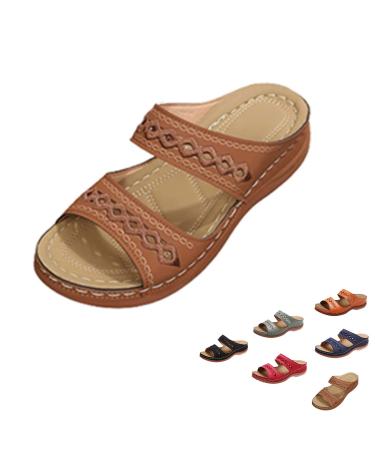 Perfectchose.com Shoes Arch Support Orthopedic Wedge Sandals 2023 Leather Orthopedic Arch Support Sandals Diabetic Walking Sandals Perfectchose Ladies Sandles Brown 36