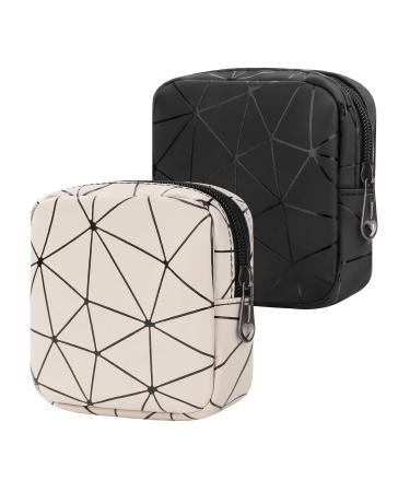 Desing Wish Sanitary Napkin Storage Bag Menstrual Cup Pouch Nursing Pad Holder Tampon Bags Feminine Product Pouches Portable Period Kit Bag for Girls Women Ladies 2 Pack (Nude/Black) Pu Leather Nude/ Black - Buy Online on GoSupps.com