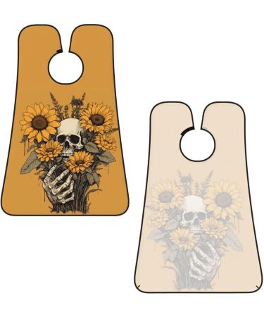 Sunflower Skeleton Beard Bib | Spooky Skull Grooming Cape for Shaving & Trimming | Non-Stick Beard Hair Catcher | Perfect Gifts for Men - Buy Online on GoSupps.com