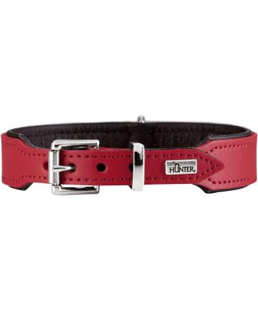Hunter Basic dog collar coated gap leather synthetic leather simple robust weather-resistant 37 (XS-S) red 37 (XS-S) red