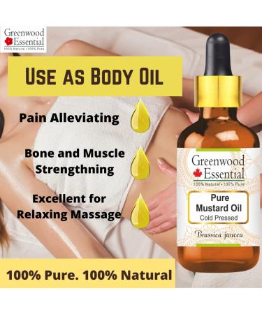 Buy Pure Natural Mustard Oil | Greenwood Essential 15ml Cold-Pressed Brassica Juncea with Glass Dropper - Therapeutic Quality - Buy Online on GoSupps.com