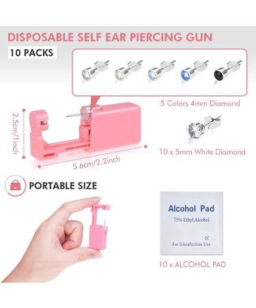 10Pcs Evatage Disposable Ear Piercing Kit with Crystal Stud Earrings - Pink - Buy Online on GoSupps.com