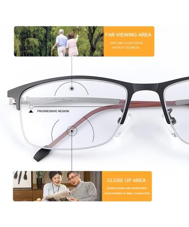 Devirld Photochromic Progressive Multifocus Sunglasses - UV400 Anti-Blue Light Spring Hinges Half Frame - Unisex Sun Readers (2.5x) - Buy Online on GoSupps.com