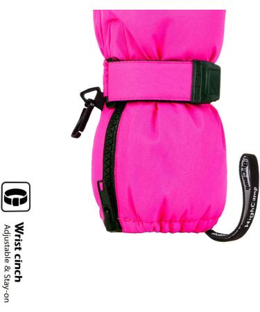 Highcamp Waterproof Winter Snow Ski Mitten Gloves with Zipper - Kids XS (1-3 Y) Rosa - Buy Online on GoSupps.com