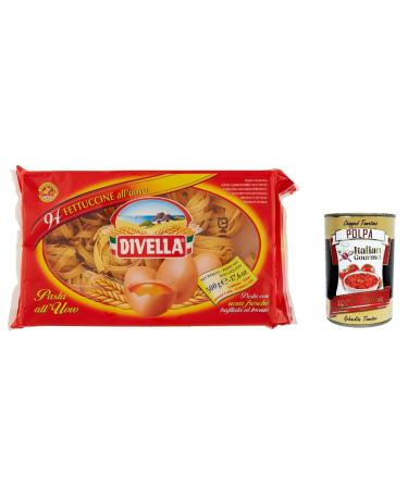 Italian Gourmet E.R. Divella Egg Fettuccine Pasta No. 94 Lot de 4 p tes aux ufs 500 g + Italian Gourmet polpa 400 g