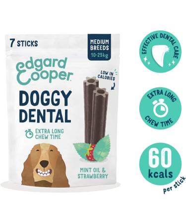 Edgard & Cooper Medium Dental Stick Treats - Mint & Strawberry Natural Dog Chews for Dental Hygiene Low Calorie Fresh Breath - 1.28kg Pack - Buy Online on GoSupps.com