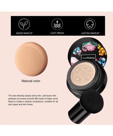 Mushroom Head Air Cushion BB Cream Concealer Lasting Nude Makeup Moisturizing Pigment CC Liquid Foundation Even Skin Tone Makeup Base Primer(Natural) - Buy Online on GoSupps.com