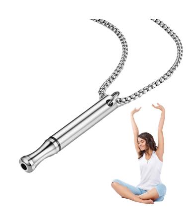 WOBBLO Conscious Breathing Anapana Breathing Meditation with Solid Chain Wearable to Reduce Stress for Men and Women Silver