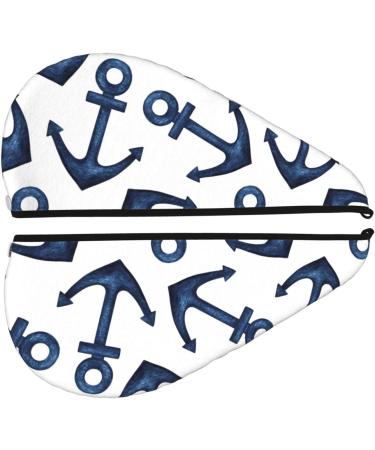 Shop Navy Blue Anchor Hair Towel Wrap - Quick Drying Hair Turban with Button | Best Hair Drying Towel | International Shipping Available - Buy Online on GoSupps.com