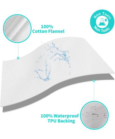 AsoHomx Waterproof Diaper Changing Pad Liners - 6PK White | Large & Soft Flannel Cotton | Reusable & Portable Baby Changing Mat - Buy Online on GoSupps.com