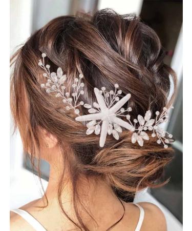 Yean Starfish Bride Wedding Headband Silver Crystal Bridal Hair Accessories Rhinestone Hair Piece for Women and Girls