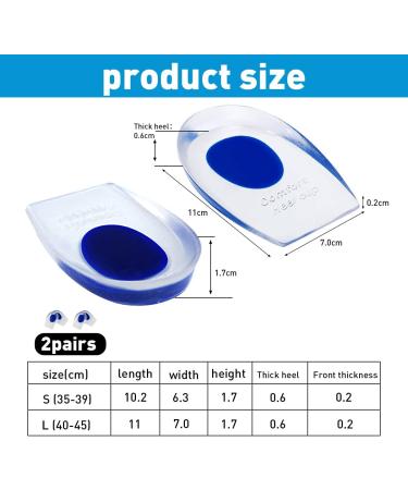 2 Pair Gel Heel Cups for Plantar Fasciitis - Blue Heel Cushion Inserts for Heel Pain Relief (UK 7.5-12/EU 40-45) - Buy Online on GoSupps.com