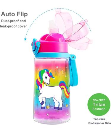 Home Tune 18oz Cute Unicorn Water Bottle with Straw for Girls - BPA Free Tritan, Leak Proof, One Click Open Flip Top, Easy to Clean, Soft Carry Loop - Buy Online on GoSupps.com