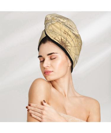 World Map Microfiber Hair Towel - Soft Super Absorbent Hair Wrap for Long Curly & Thick Hair | Quick Dry Coral Velvet Cap for Women - Buy Online on GoSupps.com