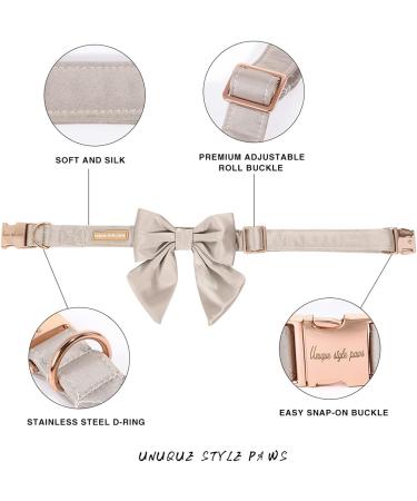 Unique Champagne Silk Dog Collar | X-Large Wedding Paws Design - Conductive Loop - Buy Online on GoSupps.com