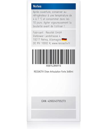 RECOACTIV Joint Tonic Strong for Dogs 3 x 90 ML Dietary Food Supplement for Degenerative Joint Diseases with Green Mussel and Glucosamine - Buy Online on GoSupps.com