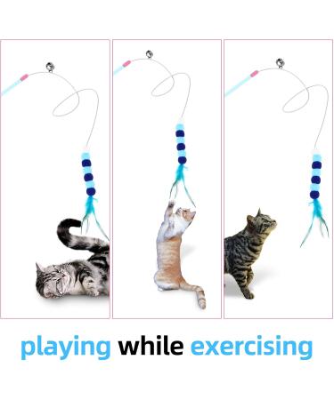 Cobee Interactive Cat Spring Toys with Bobble Ball & Bell - Soft Training Toys for Kittens - Blue - Buy Online on GoSupps.com