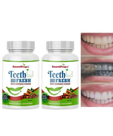 Teeth Whitening Powder | Enamel Safe & Effective Teeth Whitener Solution| Stain Removal Formula for Long Lasting Freshness | Teeth Cleaning Dental Kit for All Teeth Types | 80g - Pack of 2