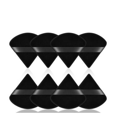 Powder Puff 8 Pieces Powder Puff Face Triangle for Contouring Under Eyes and Corners Soft Cotton Setting Powder Puff with Ribbon Band Loose Powder Puff Makeup Puff Beauty Tools (8 pcs black)