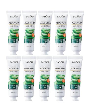 BakerMiche 30g x 10pcs Aloe Vera Hand Cream Moisturizing Hand Lotion Travel Size Nourishing Hand Cream Set Suitable for All Skin Types