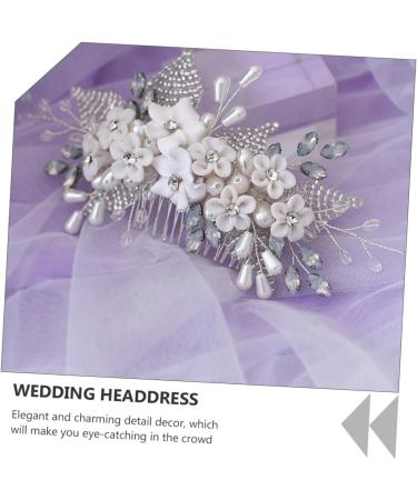 Ipetboom Pearl Hair Comb 1pc Bridal Headwear Crystal Pearl Bridesmaid The Flowers Hair Piece Silver Rhinestones - Buy Online on GoSupps.com