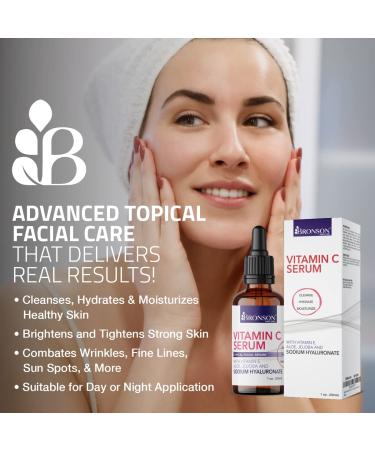 Bronson Vitamin C Serum - Anti-Aging Hydrating Facial Serum with Hyaluronic Acid Vitamin E & Aloe - Brightens Dark Spots & Reduces Fine Lines - 1 oz - Buy Online on GoSupps.com