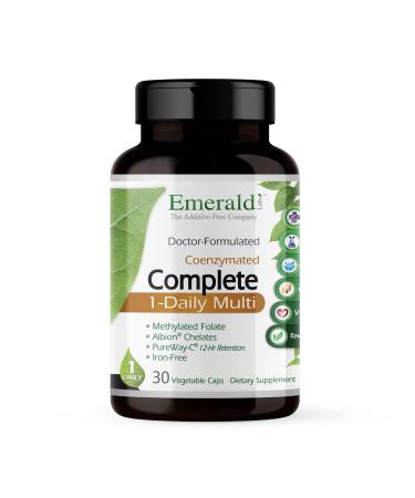 Emerald Labs Complete 1-Daily Multi - Multivitamin with Coenzymes Methylated Folate and Amino Acids to Support Healthy Heart Strong Bones Immune Health and Vision - 30 Vegetable Capsules 30.0 Servings (Pack of 1)