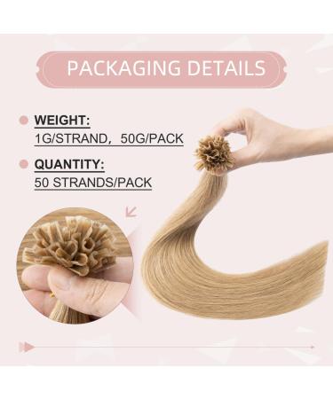 Silk-Co Bonding Extensions | 1g U Tip Real Hair Extensions | 50 Strands 45cm 27# Dark Blond | Premium 7A Remy Hair - Buy Online on GoSupps.com