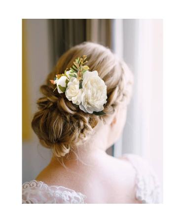 Cinaci 4 Pack Pink Flower Metal Hair Combs Slides with Big Rose Floral - Wedding Bridal Hair Accessories for Women - Buy Online on GoSupps.com