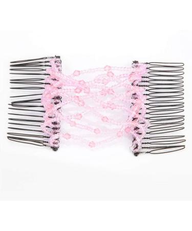 MOUMOUTEN Magic Hair Comb - Stretchable Beading Hair Slide Elastic Hair Comb Beading Hair Accessory for Weddings and Daily Use (Pink) - Buy Online on GoSupps.com