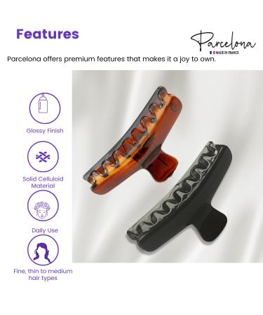 Parcelona French Salon Tortoise Shell Hair Claw Clips- Set of 4 - Buy Online on GoSupps.com