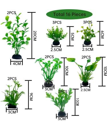 Lancare 16-Piece Artificial Aquarium Plants Decoration Set - Green Plastic Aquatic Plants for Aquariums - Buy Online on GoSupps.com