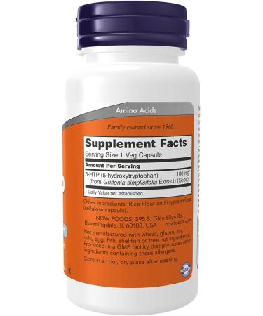 Now Foods 5-HTP 100 mg - 60 Veg Capsules for Mood Support & Relaxation - Buy Online on GoSupps.com
