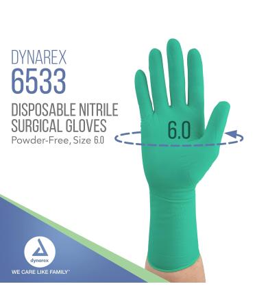 Dynarex Sterile Nitrile Surgical Gloves 6 Mil, Size 6, Powder-Free, Puncture-Resistant - Case of 200 Pairs - Buy Online on GoSupps.com