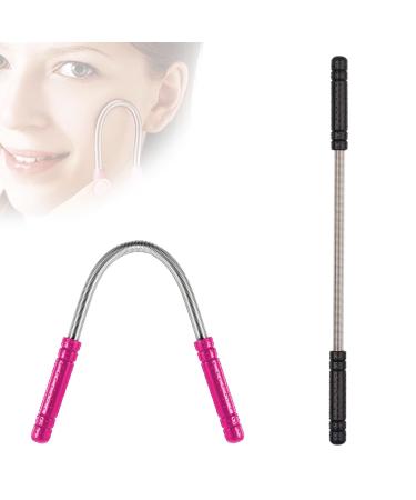 2 Pieces Facial Hair Remover Spring Multifunctional Threading Beauty Tool for Quick Hair Removal Effective Epilator Threading Tool for Women or Men (Black Rose Red)