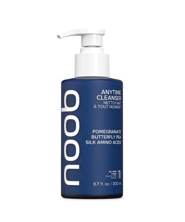 NOOB Anytime Facial Cleanser Gentle Hydrating Purifying Organic Face Wash Pore-Refining Oily and Sensitive Skin Pomegranate Butterfly Pea & Silk Amino Acids Natural & Vegan - 6.7 oz
