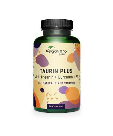 Taurin highly dose |1000 mg |With curcuma & l-theanin from green tea extract |Vegan & without additives |90 capsules |German production of Vegavero  - Buy Online on GoSupps.com