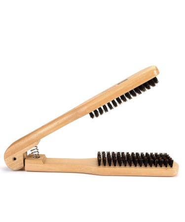 Wismee Professional Boar Bristle Double-Sided Hair Brush Comb Wooden Anti-static Hair Straightener Tool Comb Hair Splint Comb Hairdressing Plywood Straightening Styling Brush
