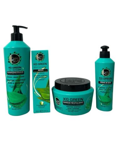 KeraGold Keragold Green Pack - Shower Shampoo 500 ml / Mask 500 ml / Serum 100 ml / Care Cream 200 ml (KG Keratin Conditioner - Aloe - Banana)