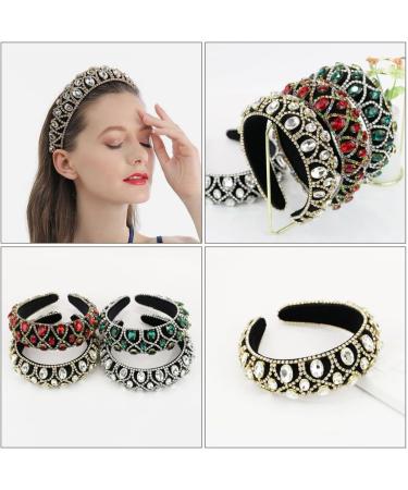 Lurrose Crystal Hair Hoop Baroque Headband Rhinestone Headband Padded Lining Wide Hair Hand Girl Headdress Wedding Costume for Women Kids (Golden) Rhinestone Baroque Headband - Buy Online on GoSupps.com