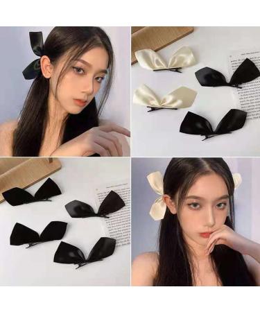 ZHOUMEIWENSP 2 Pairs Non-Slip Silks & Satins Hair Clips - White & Black Bowknot Barrettes - Buy Online on GoSupps.com