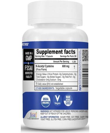 NAC (N-Acetyl L-Cysteine) 600mg - 30 Capsules - Buy Online on GoSupps.com