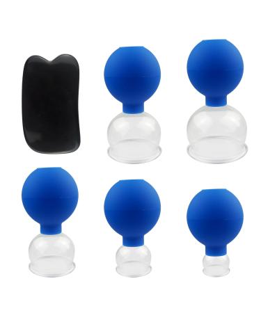 Tbusingoto cupboards made of real glass 5-series set suction ball 25-35-45-55-65mm for professional medical fireless cupping cupping glass cupping glass (blue)