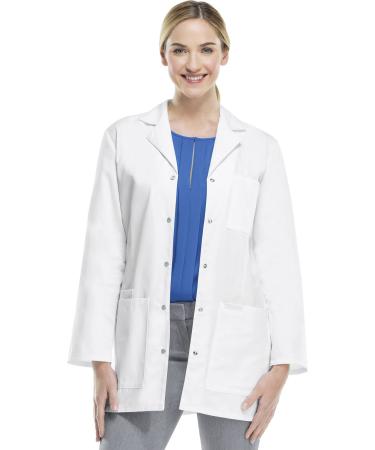 Cherokee Professionals Women Scrubs Lab Coats 32 Snap Front 1369 X-Small White