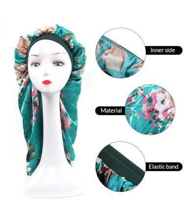 Extra Long Satin Bonnet Sleeping Cap for Long Hair, Curly Hair, Dreadlocks - Green | 1 Pack - Buy Online on GoSupps.com