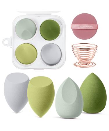 AUAUY 6 Pcs Makeup Sponges Blender Set 4 Pcs Professional Beauty Sponge Foundation Blending Blender with 1 Sponge Holder 1Powder Puff Multi-colored Makeup Sponges for Cream Liquid and Powder 4pcs-Green - Buy Online on GoSupps.com