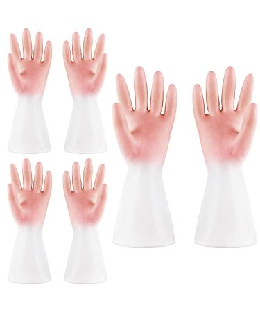 KKRAUS Reusable Cleaning Gloves 3 Pairs Rubber Gloves Water Resistant Non-Slip Durable Dishwashing Gloves for Kitchen (Color : Pink Size : Medium) Medium Pink