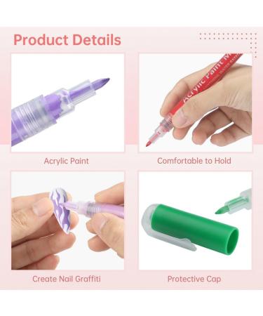 Nail Beauty Acrylic Paint Markers 3D DIY Art Pens for Nail Graffiti Manicure Tool Set with 12-Color Array Pen for Nail Drawing Stripes Dots & Lines Ideal Present for Women - Buy Online on GoSupps.com