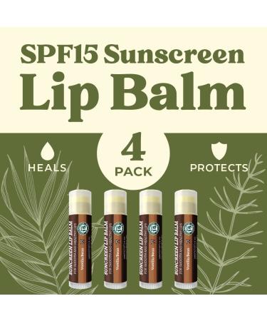 Earth's Daughter SPF 15 Lip Balm 4-Pack - Vanilla Bean Flavor with Organic Ingredients and Vitamin E - Paraben and Gluten Free - Buy Online on GoSupps.com
