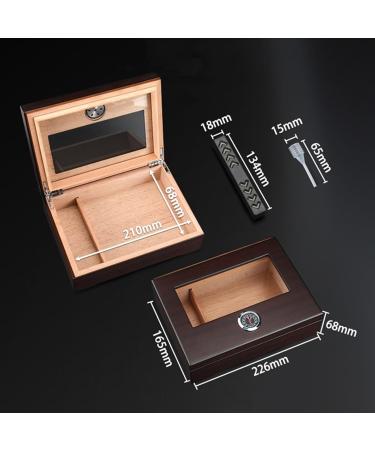 Cigar Humidor Case with Hygrometer Humidifier Handmade Cedar Wood Cigar Box Glass-Top Portable Travel Cigar Case Hold 20-30 Cigars for Men - Buy Online on GoSupps.com